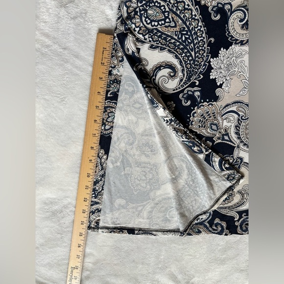 J. Jill Navy & Cream Paisley Sleeveless Maxi Dress Side Slits Size M - Picture 6 of 9